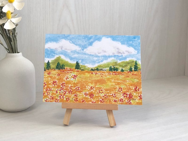 31/ Spring Breeze, bycolaa oil pastel postcard - การ์ด/โปสการ์ด - กระดาษ 