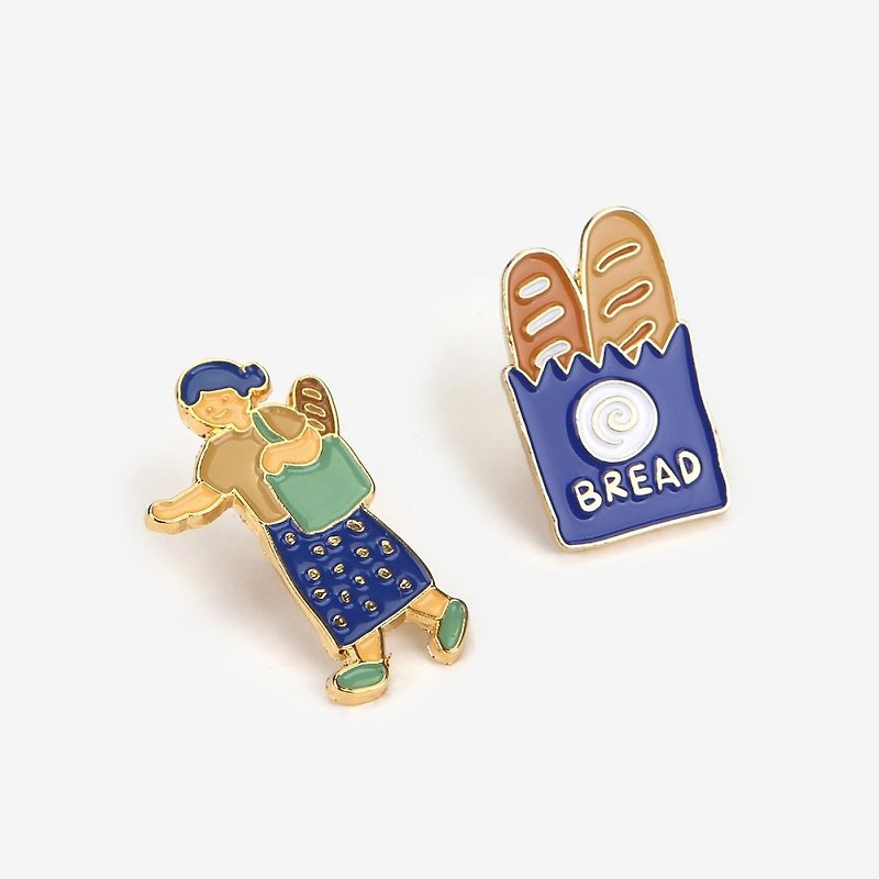 Clearance-Day Beautiful Metal Badge Pin Set (Two Entry) -08 Bakery, E2D15725 - เข็มกลัด/พิน - โลหะ สีน้ำเงิน