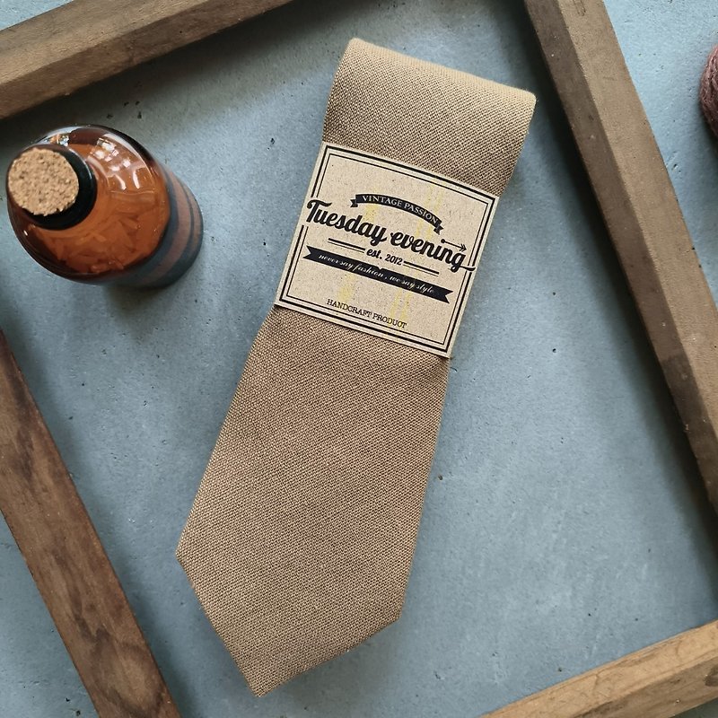 Necktie Beige Brown Khaki - Ties & Tie Clips - Other Materials Khaki