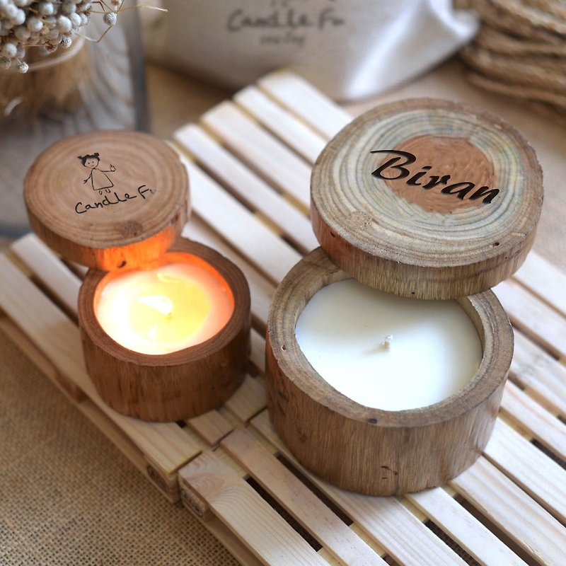 [Graduation custom gift] 50ml fragrant white tea handmade scented candle log soybean candle - Candles & Candle Holders - Wood Brown