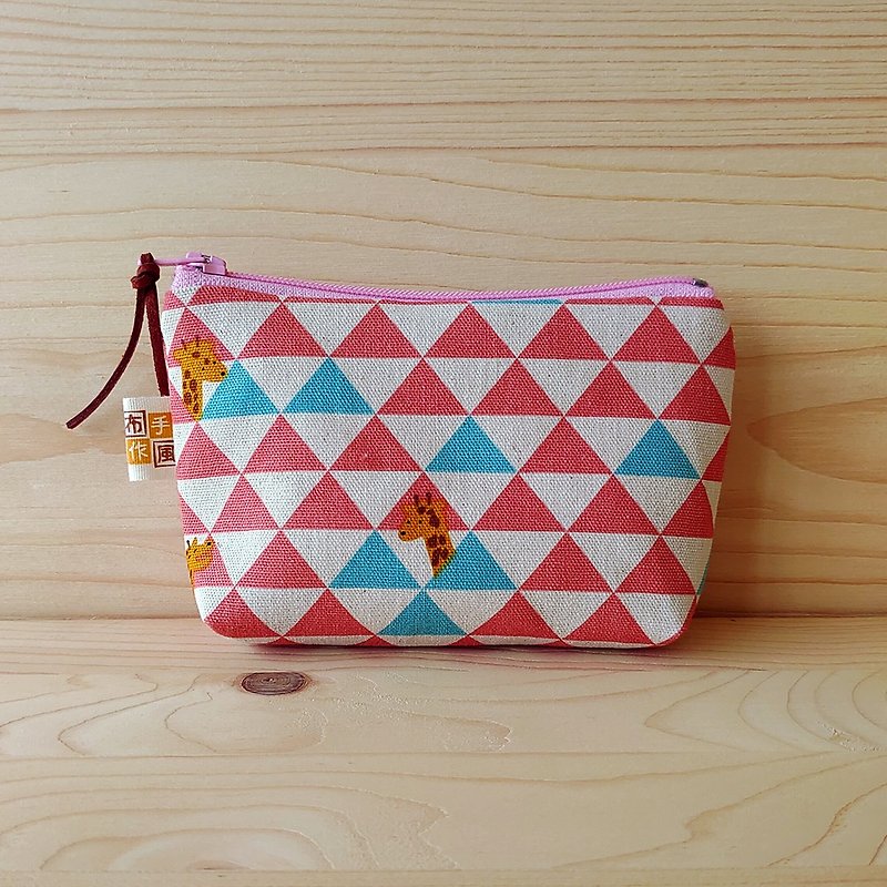 Triangle giraffe _ powder purse / order - Coin Purses - Cotton & Hemp Pink