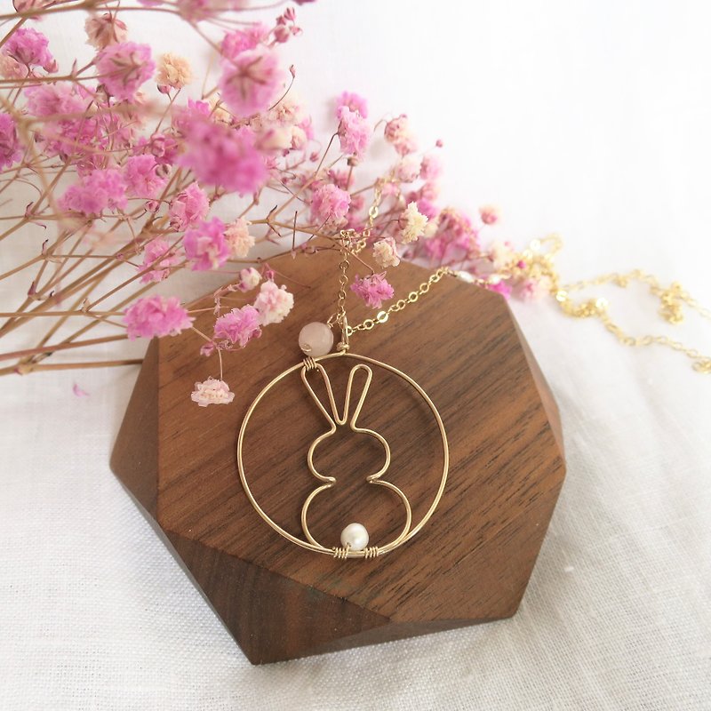 Year of the Rabbit Necklace Rabbit Pendant New Year Good Luck Necklace Chinese New Year Gift Chinese New Year American Production 14KGF - Necklaces - Precious Metals Gold