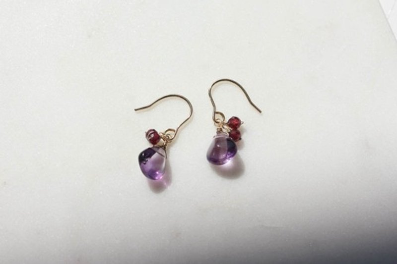 Pinkoi Proxy Purchase - No. 702 Amethyst and Garnet Earrings - Earrings & Clip-ons - Gemstone 