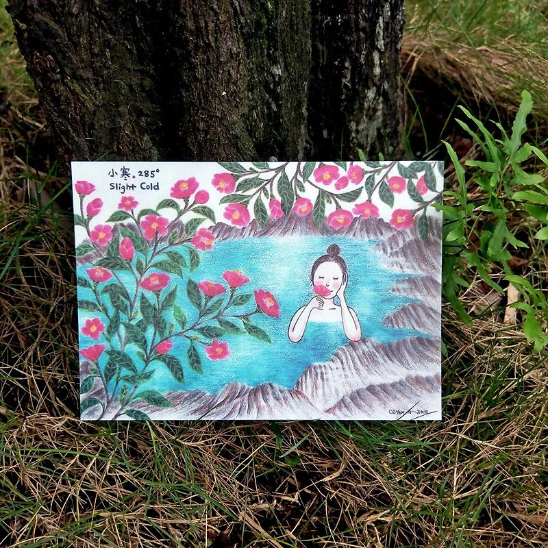 (Postcard buy 2 get 1 free) Taiwan's solar terms _ Xiaohan _ illustration postcard _ Camellia - hot spring POST CARD - การ์ด/โปสการ์ด - กระดาษ 