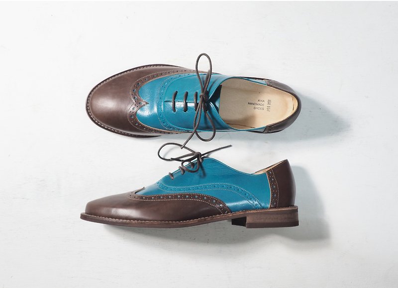 Love Flower Oxford Shoes - Ultramarine - รองเท้าอ็อกฟอร์ดผู้ชาย - หนังแท้ สีน้ำเงิน