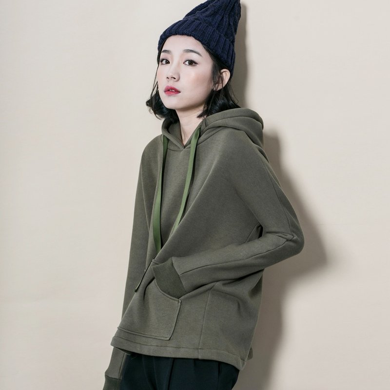 Annie Chen plus velvet hooded sweater female Korean student influx of thick hedging long-sleeved hooded jacket winter sports - เสื้อแจ็คเก็ต - ผ้าฝ้าย/ผ้าลินิน สีเขียว