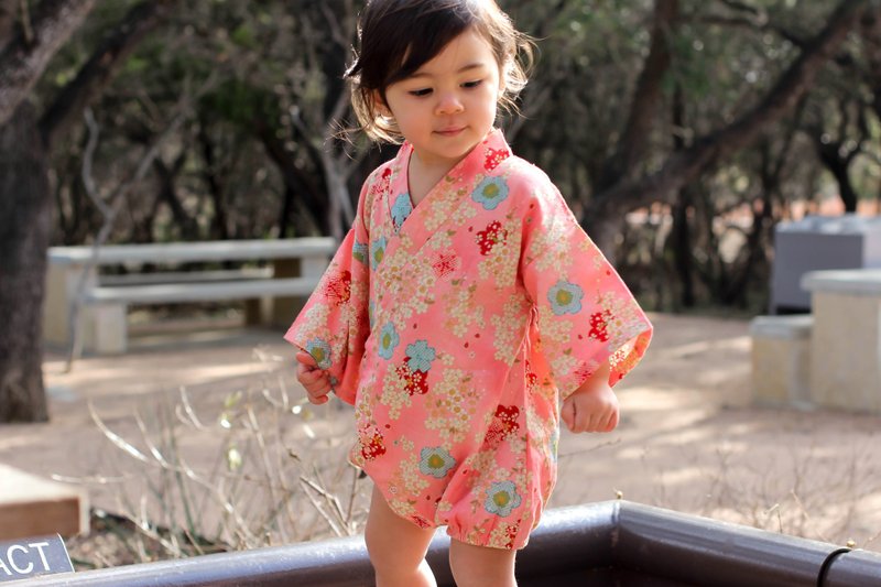 可愛的日本棉和服女嬰Onesie連身衣（12-18個月） - 其他 - 棉．麻 紫色