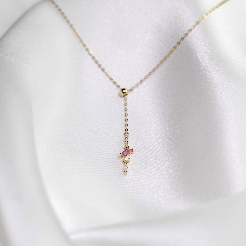 18k Yellow Gold Colourful Sapphire Diamond Pendant Necklace, Custom Jewelry P006 - สร้อยคอทรง Collar - เพชร สีทอง
