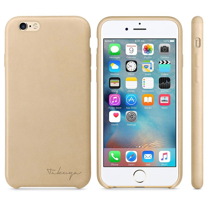 Name Customized iPhone Case Gold iPhone 8/7/6 / 6s / Plus - เคส/ซองมือถือ - หนังแท้ สีทอง