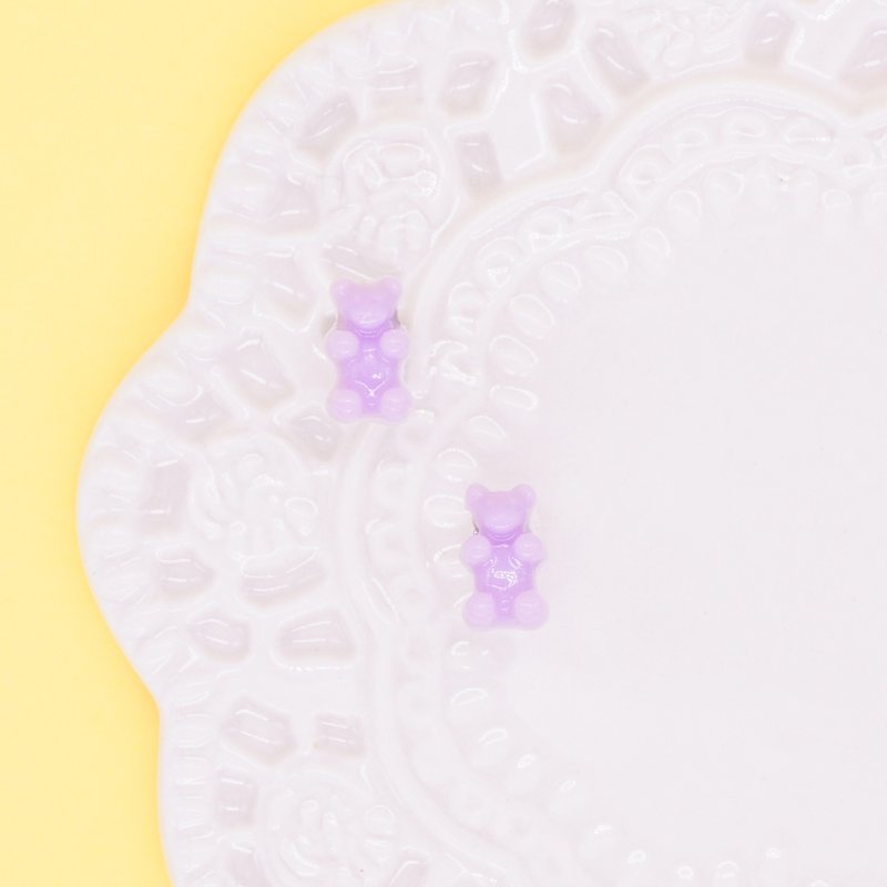 ** Playful Design** UV Resin Miniature Gummy Bear Earrings/Ear Clips ** - Earrings & Clip-ons - Other Materials Purple