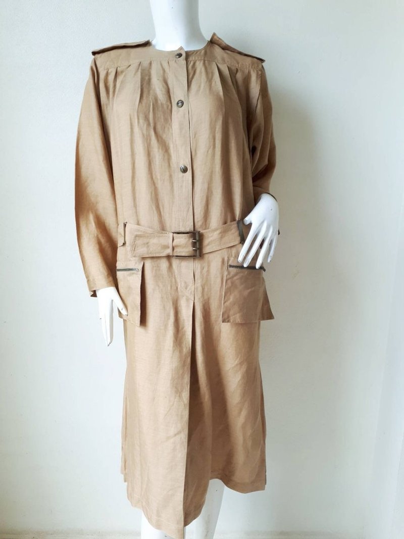 Vintage ALMA Linen Dress Size 42 Made in Italy - 洋裝/連身裙 - 棉．麻 