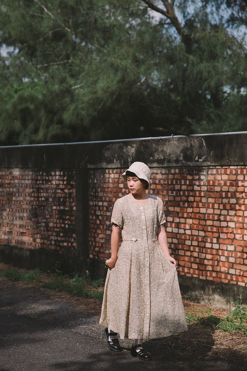 Awhile | Vintage short-sleeved dress no.198 - ชุดเดรส - วัสดุอื่นๆ หลากหลายสี