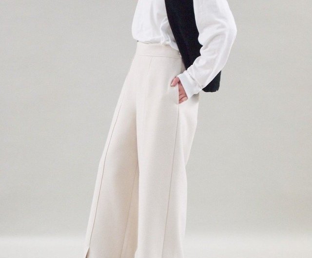 Made in Japan, Knit Melton, Wide Straight Pants-1291- - Shop オンラインストアサイト Name. PANTS WIDE MELTON スラックス