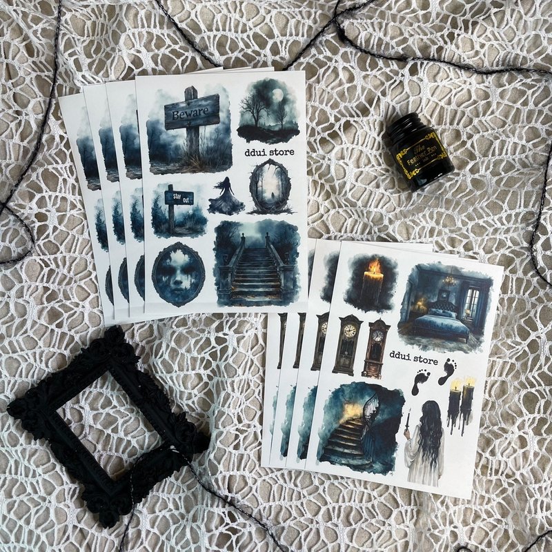 DDui store) ghost house 2 Gothic sticker - 貼紙 - 紙 黑色