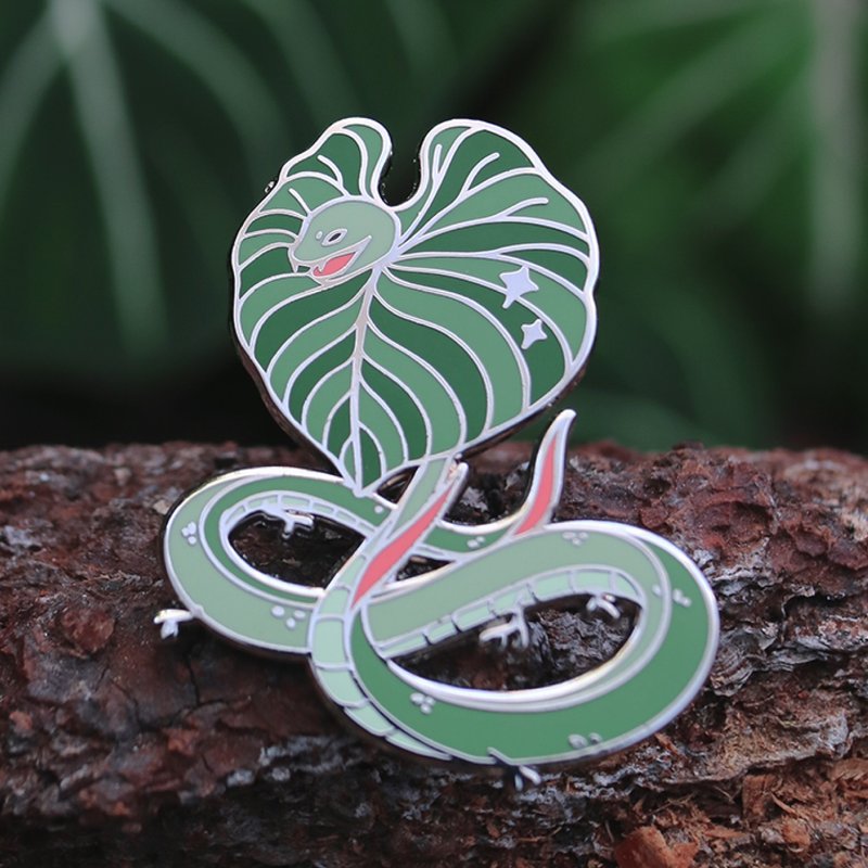 珍奇植生物 - 錦緞蛇神獸徽章 -觀葉植物 - 徽章/別針 - 其他金屬 綠色
