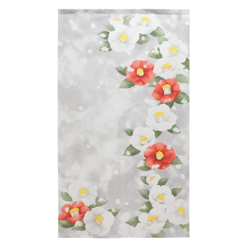 Japan-made コスモlong noren curtain winter camellia - ม่านและป้ายประตู - ไฟเบอร์อื่นๆ 