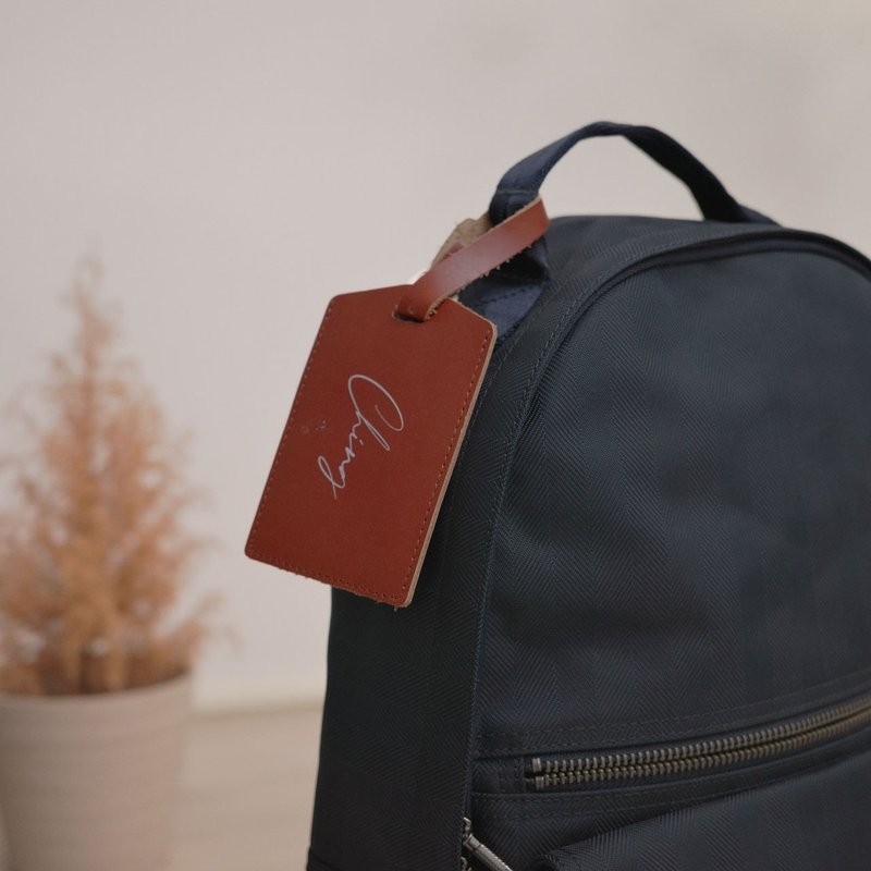 客製化 簡約皮革行李箱吊牌 真皮牛皮 行李吊牌 掛飾 吊牌 識別證 - 其他 - 真皮 咖啡色