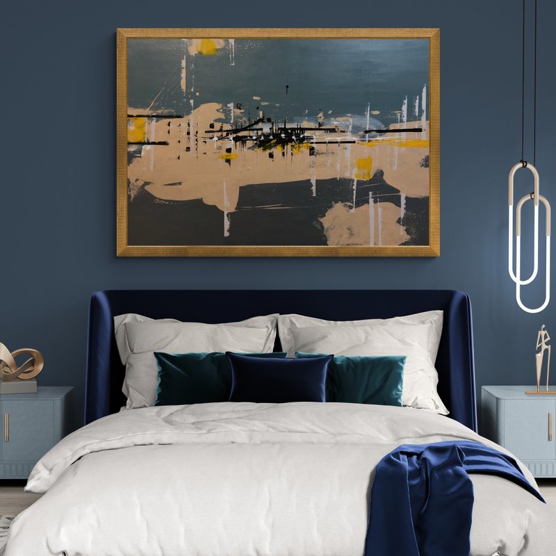 Large Abstract landscape oil painting on canvas Original painting - 壁貼/牆壁裝飾 - 棉．麻 灰色