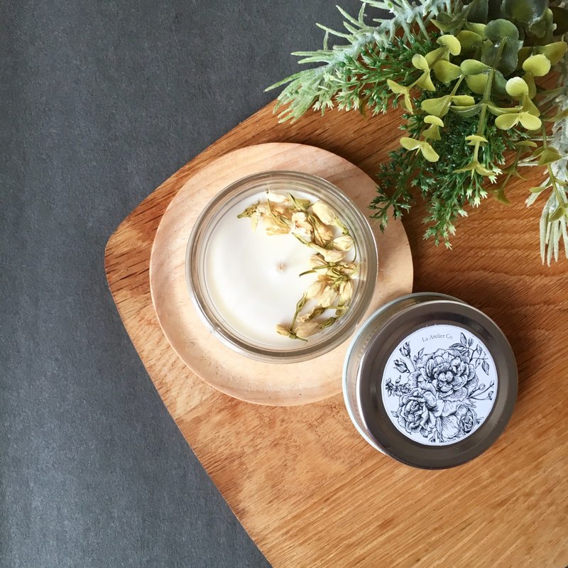 Botanical Hand-Poured Scented Soy Wax Candle | Dried Flower Travel Size Candle - 香氛蠟燭/燭台 - 蠟 