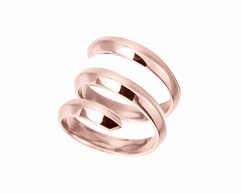 Rose Gold Dipped 925 Sterling Silver Ring, Cool Mens Ring, Promise Ring for Guy - แหวนคู่ - เงินแท้ สีทอง