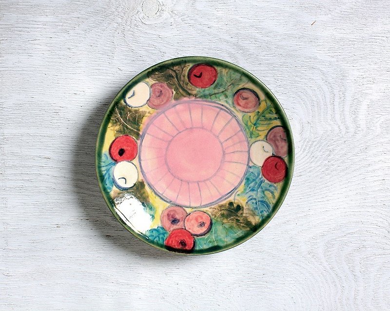Color drawing dish of light rakugi - Pottery & Ceramics - Pottery Multicolor