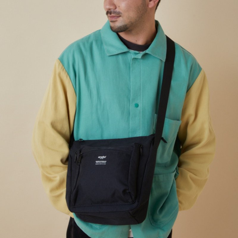 Anello Track系列 防潑水方型實用斜揹袋 ATH1812Z - 黑色 - 側背包/斜背包 - 聚酯纖維 黑色