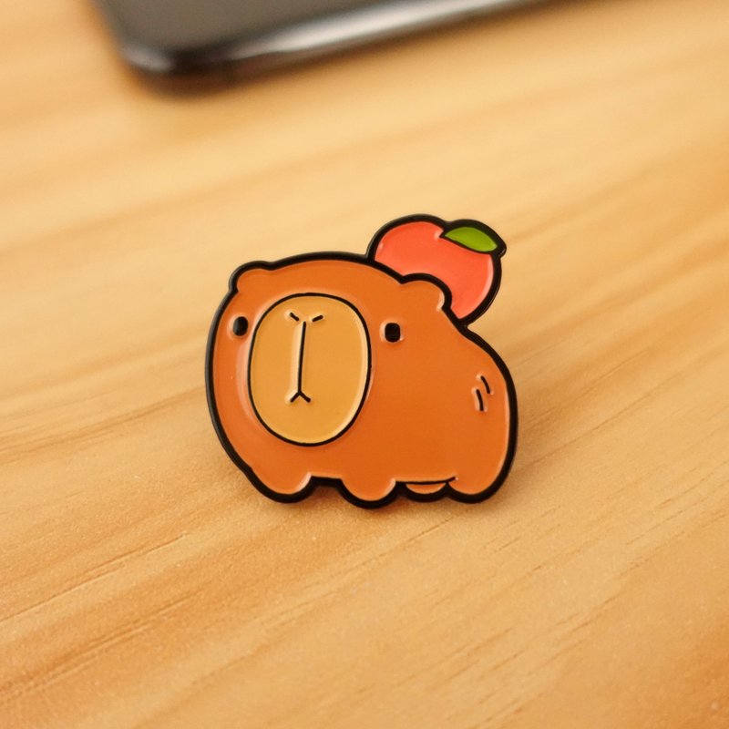 水豚 Capybara - 高質感金屬徽章 / 別針 Enamel Pins - 徽章/別針 - 其他金屬 咖啡色