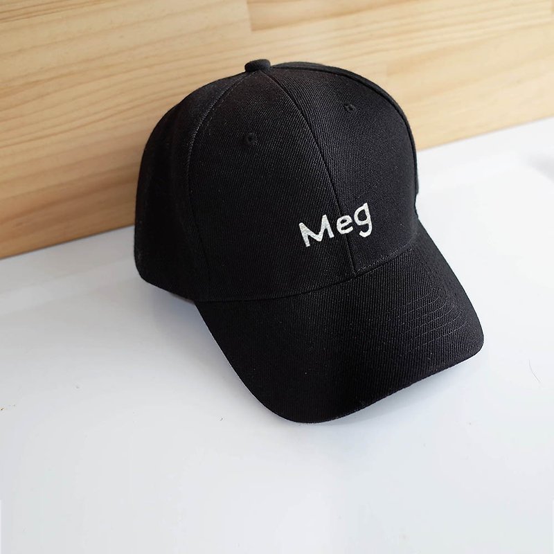 [Q-cute] Hat Series-Plain Baseball Cap-Customized English Words (less than 7 letters) - Hats & Caps - Polyester Black