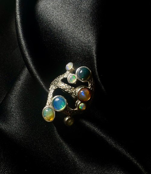 nuwu jewelry 女巫彩寶 珊瑚 。多寶 歐泊 蛋白石 戒指 S925 Silver Opal ring