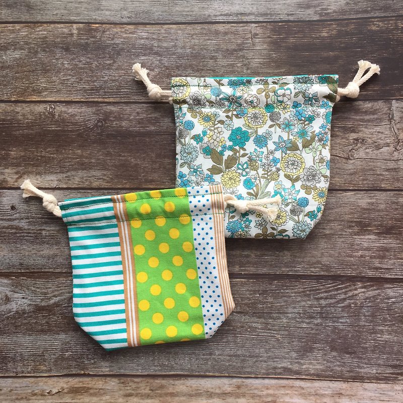 Flowers and plants set x colorful little - double-sided storage beam pocket - small - Toiletry Bags & Pouches - Cotton & Hemp Green