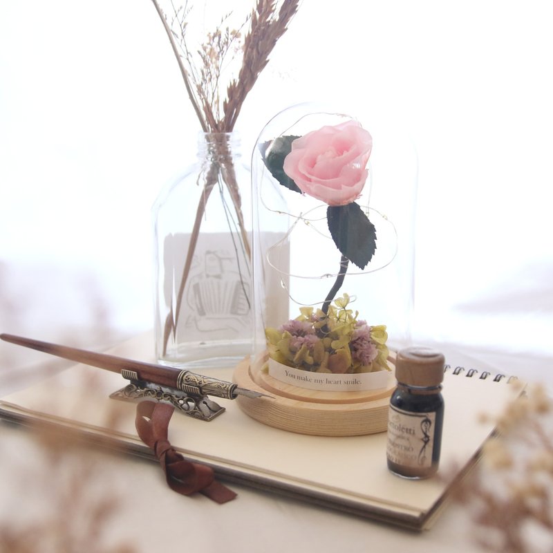 【永生花夜燈】深粉紅玫瑰夜燈 - 擺飾/家飾品 - 植物．花 