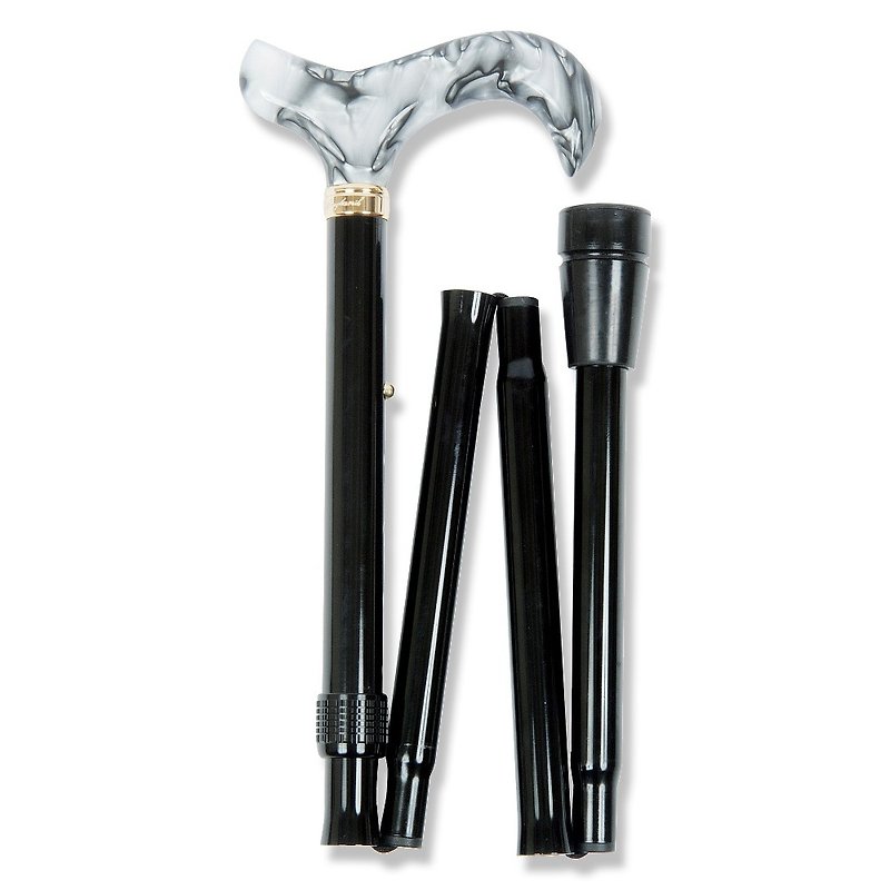 Foldable storage + height adjustment. Fashion Folding Cane <Black and White Marble-Thick Style> - อื่นๆ - โลหะ 