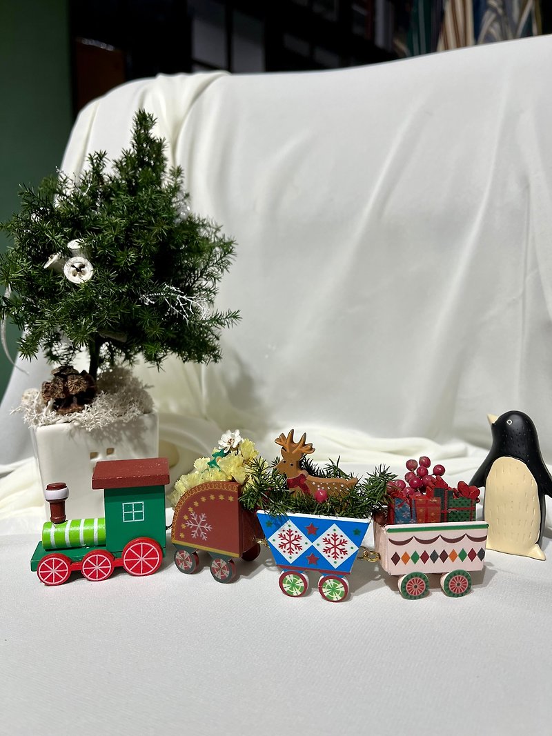 聖誕豐收木質小火車 - 裝飾/擺設  - 木頭 白色