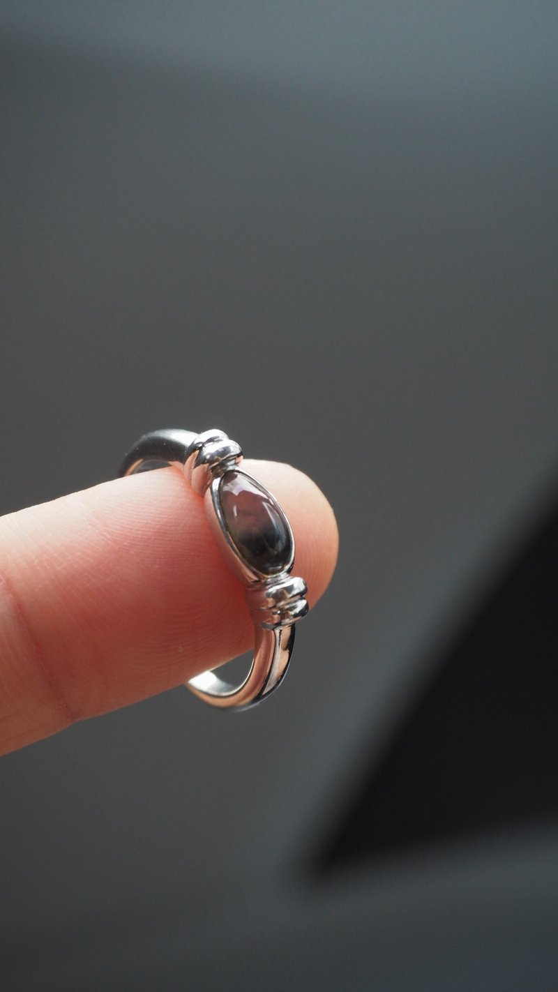 寶淇 -  高冰水滴烏雞銀鑲戒指 - 天然A貨翡翠 - 戒指 - 玉石 黑色