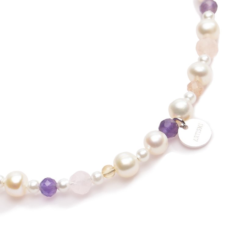 藤紫珍珠手鍊 Wisteria Purple Fresh Water Pearl Bracelet - 手鍊/手環 - 珍珠 金色