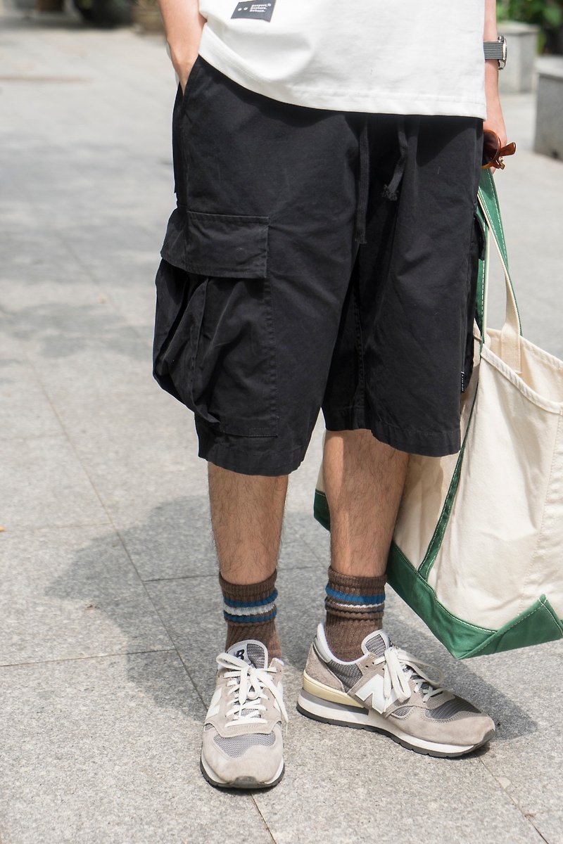 SHORTS Japanese trendy overalls shorts heavy loose straight big pockets casual five-point pants Cityboy - Men's Pants - Cotton & Hemp Multicolor
