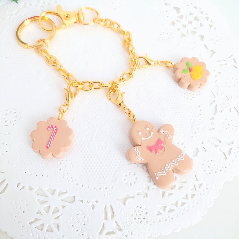 Girl's Gingerbread Man Bag Charm - พวงกุญแจ - ดินเหนียว 