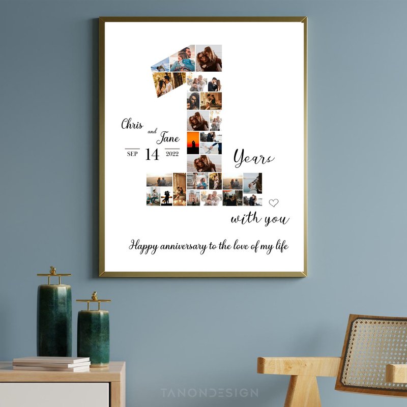 Number Photo collage Editable Canva Template, Anniversary Gift, Birthday Gift - 圖文模板設計 - 其他材質 