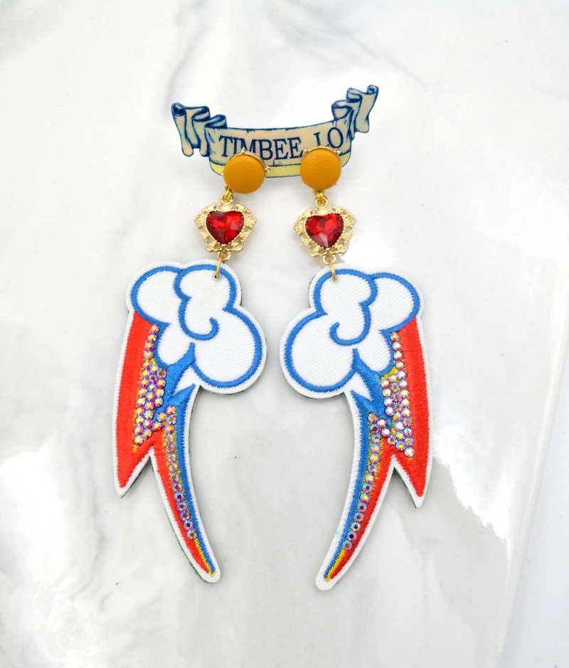 Lightning embroidery decorated Swarovski Stone earrings Thunder Swarovski Crystal Earrings