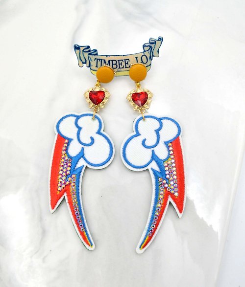 TIMBEE LO shop 刺繡閃電綴施華洛水晶石耳環Thunder Swarovski Crystal Earrings