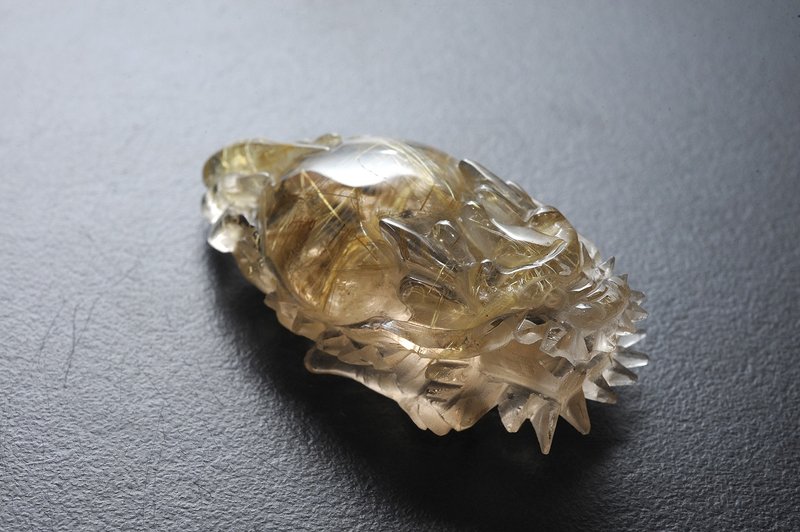 鈦金髮白水晶帶財龍龜  開運/招財/防小人 - 擺飾/家飾品 - 水晶 