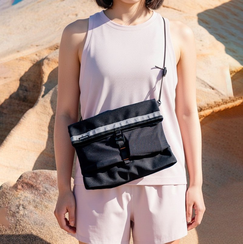 SA-1 反光斜背包 - 黑 | Ripstop 防潑水 隨身小包 - 側背包/斜孭袋 - 防水材質 黑色