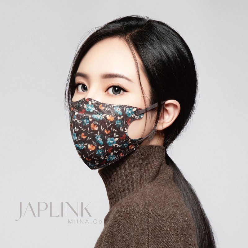 【標準】JAPLINK MASK【D2 / N95】 立體口罩-黑色古銅花 - 口罩/口罩收納套 - 聚酯纖維 黑色