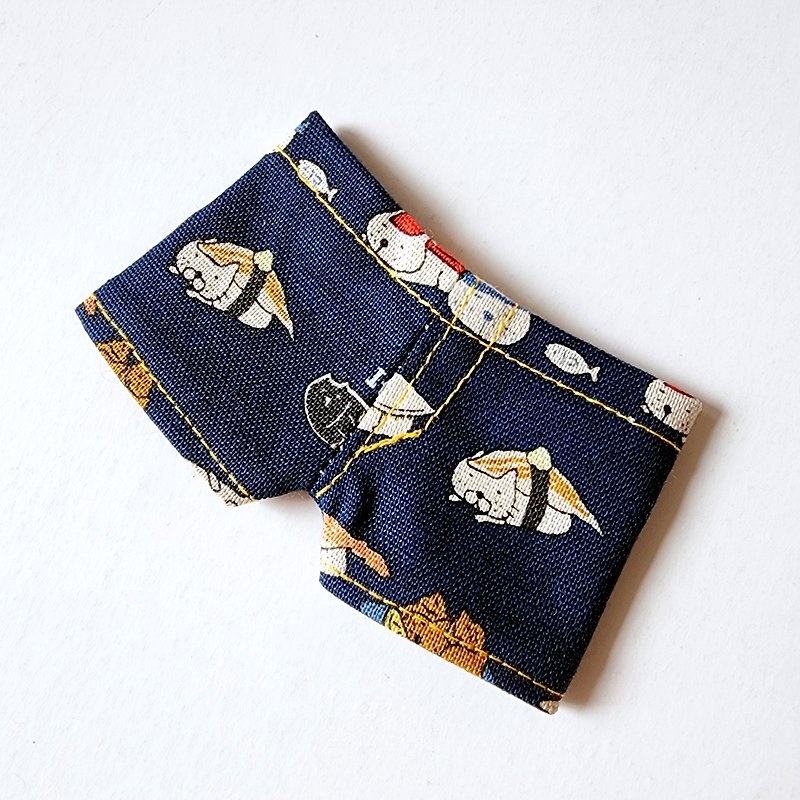 15cm棉花娃衣-日本布料 貓咪壽司印花褲 - 公仔模型 - 棉．麻 藍色