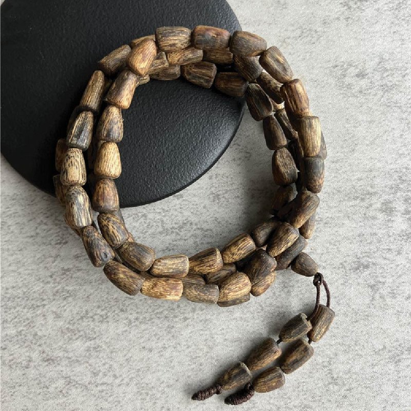 [Flexible Heavy Oil Model_Specially Selected Tree Heart Oil] Natural King Chess Nan Agarwood Multi-circle Bracelet 6mm - Bracelets - Wood 