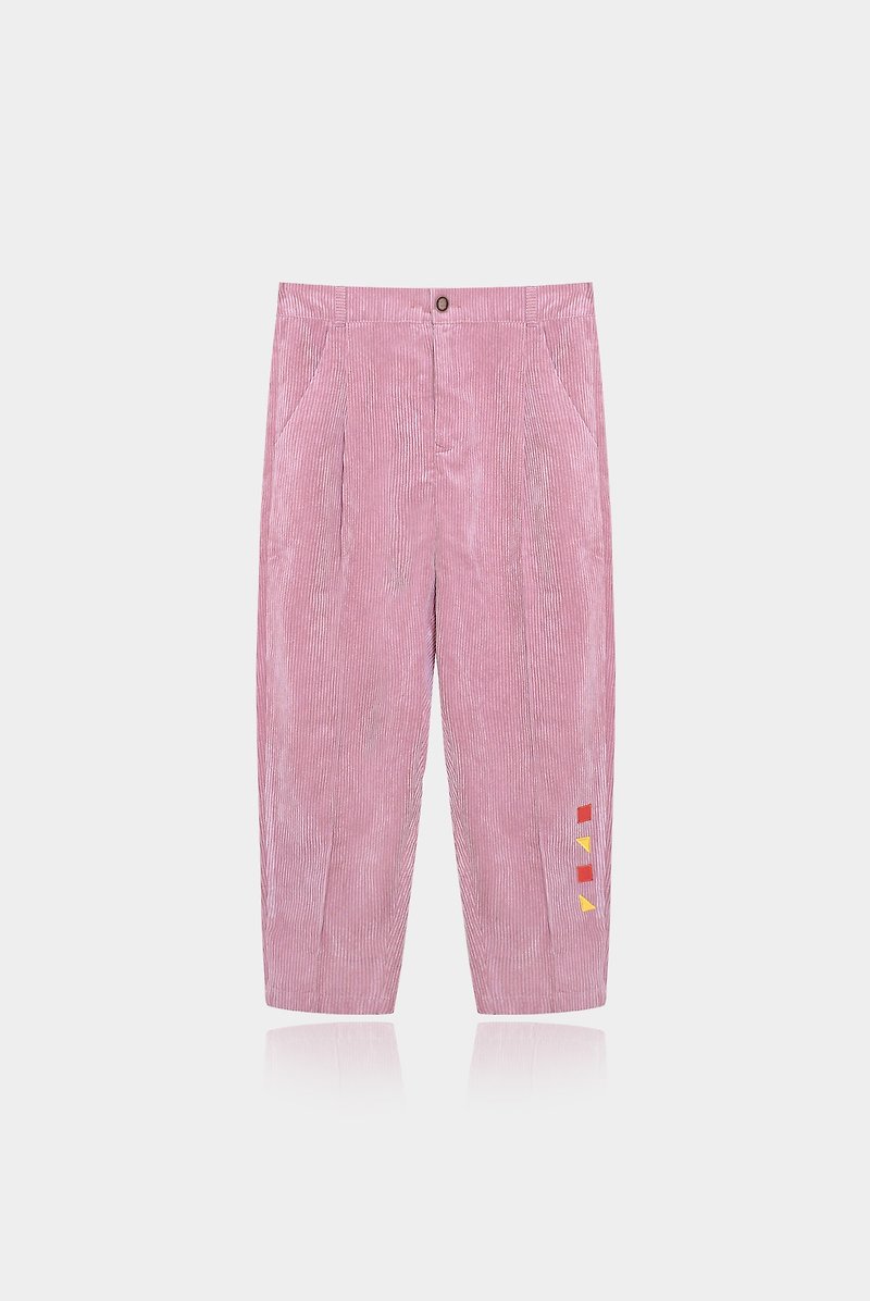 【Christmas limited】 ∎ ▲ ● color dots | swollen face filled fat wide corduroy pants - pink - Women's Pants - Cotton & Hemp Pink