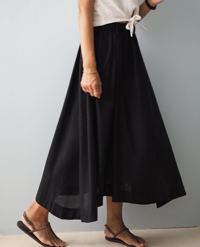 High Low Hem Skirt - Skirts - Cotton & Hemp Black
