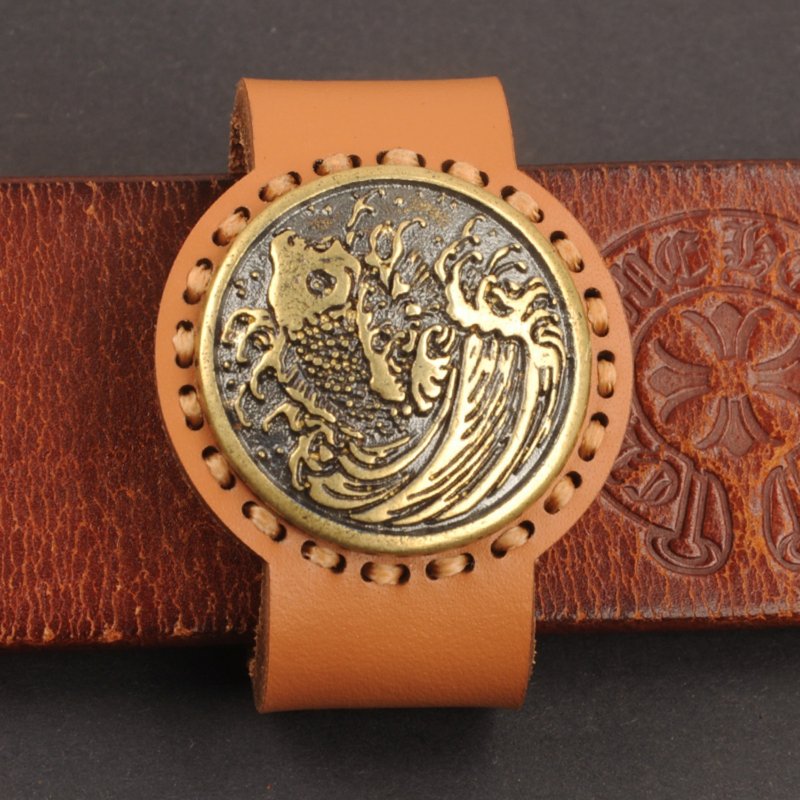 手缝 植鞣厚牛皮  皮带环 介子圈 尾部固定环  复古 - 皮帶/腰帶 - 真皮 