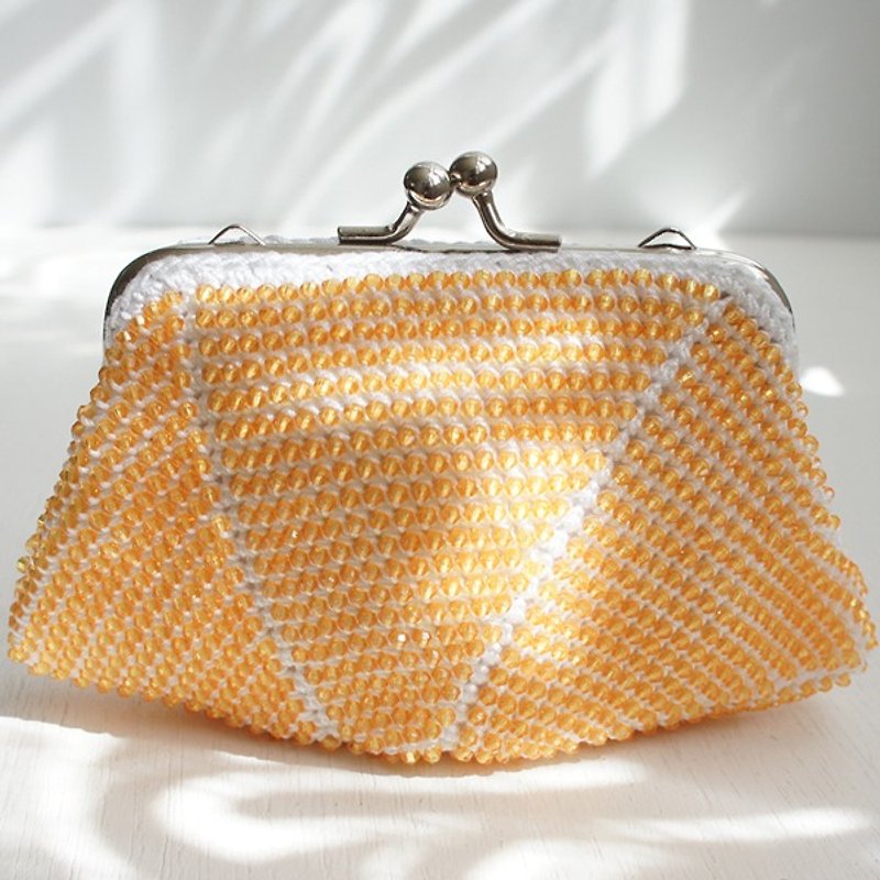 Ba-ba handmade ☆ Acrylic beads crochet coinpurse (No.491) - Toiletry Bags & Pouches - Other Materials Orange