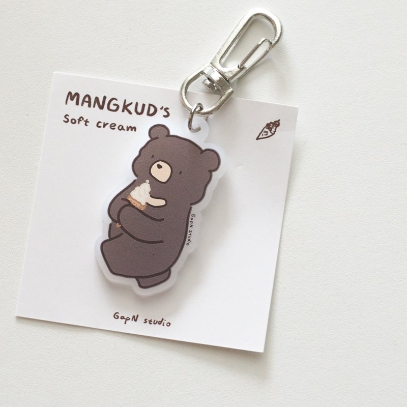 MangKud's Soft Cream bear Acrylic Keychain - Keychains - Acrylic Brown